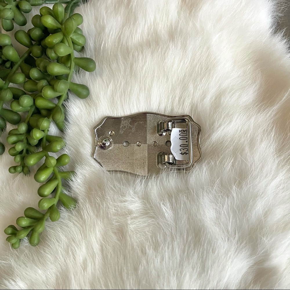 Belt Buckle Floral Silver & Black Rodeo Western - Picture 3 of 5